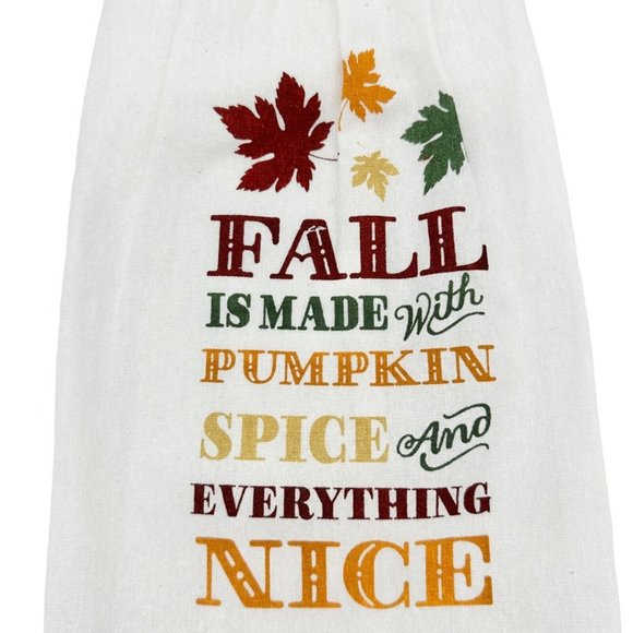 Fall Themed Towel Sign Set Dish Towel 20 x 8 in Beige Metal Sign 5 x 2.5 in NWT - Picture 2 of 7